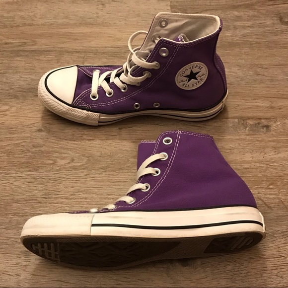 Women’s Purple High Top Converse Shoes - Picture 11 of 14